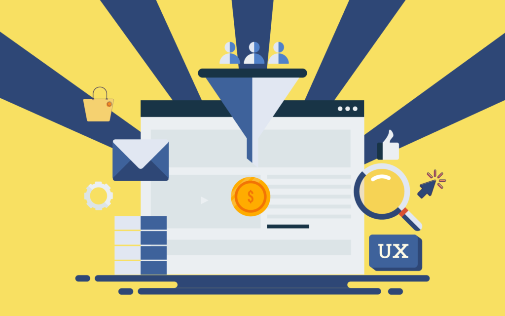 a conversion funnel with UX elements